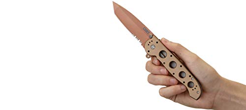 CRKT M16-14D Folding Knife with Liner Lock: AUS 8 Triple Point Serrations Blade, Aluminum Handle w/Liner Lock, Reversible Pocket Clip, M16-14D