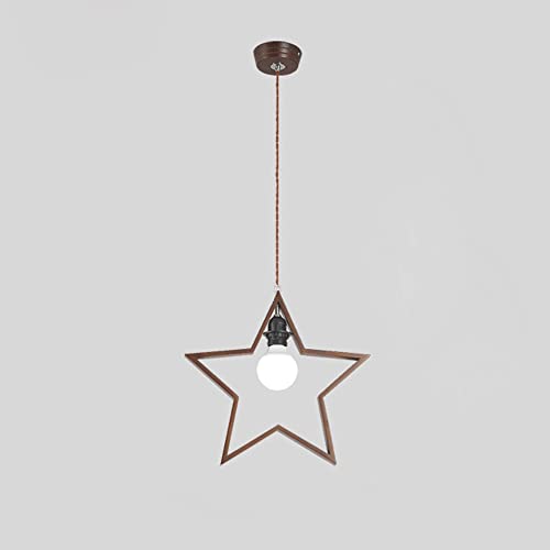 Pendentif lumière en bois massif rustique pour salon et plafonnier géométrique E27