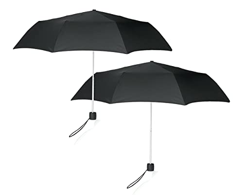 HOVUK® Lot de 2 mini parapluies de voyage pliables pour hommes, femmes et enfants, portable et léger, imperméable et coupe-vent Cover