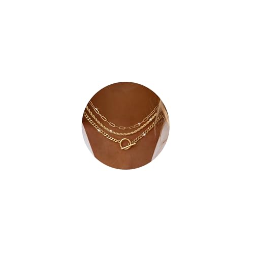 Carffordo Gold Plated Necklace for Women - Layered Chunky 14K Gold Plated Stack Cuban Rope Paperclip Link Chain Necklaces Set Non Tarnish Dainty Jewelry Gift