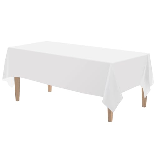 Image of Kopokita 2 Pack White Plastic Tablecloths Disposable 54 x 108 Inch