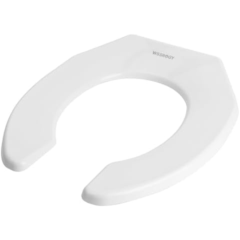 WSSROGY Commercial Round Plastics White Toilet Seat Front Open, Heavy-Duty up to 550lbs,Grip-Tight Bumpers, Quiet-Close Seat, Quick-Attach Hardware for Easy Clean Cover