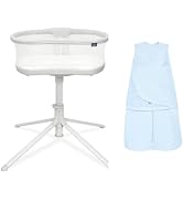 HALO 3.0 BassiNest Swivel Sleeper and 100% Cotton Sleepsack Swaddle, Baby Blue, Small (Bundle)