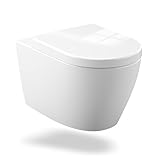 WC Hängend Toilette, Hänge-WC SpüLrandlos Aus Keramik, Abnehmbar, Absenkautomatik, WC Set Aus...
