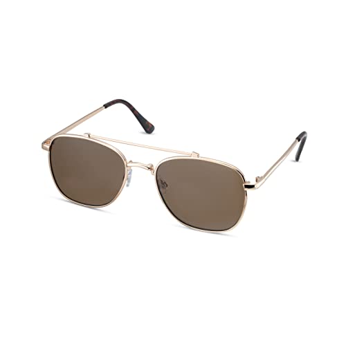 Image of Weatherproof Vintage Designer Sunglasses for Men, UV400 Protection, Durable Metal Square Aviator Frame