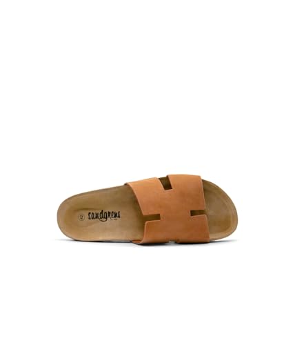 Image of Sandgrens Handmade Unisex Cork Slides | European Top Grain Leather Sandals with Soft Suede Footbed and EVA Rubber Sole | Avila