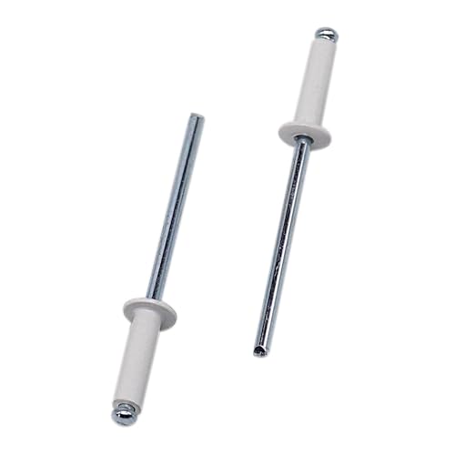 SKIR'CO (100 uds) Remaches ciegos pintados 3,2 x 12 mm, Remaches Ciegos de Aluminio, DIN 7337, Cabeza Abombada, Mandril de Acero, Remaches Pop (Blanco Puro RAL 9010)