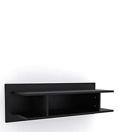 Image of Double Decker Setup Box Stand /Wall Shelf for Holding Speakers Game Console Brown MDF (Medium Density Fiber) Umbrish Black Wall Shelf