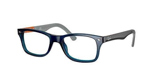 Ray-Ban Rx5228 Armação quadrada de óculos de grau, Azul/Lente Demo, 50 mm