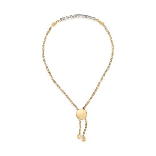 Haus of Brilliance Gold Vermeil Diamond Accent Bar Lariat Bolo Bracelet
