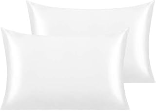 NTBAY 2 Pack Silk Satin Pillowcases for Hair and Skin, Luxurious and Silky Standard Pillow Cases with Envelope Closure, 50x75 cm, Wine Red