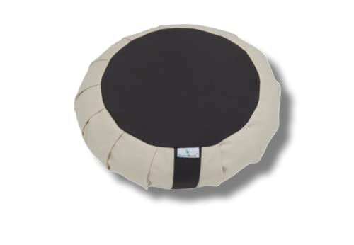 Image of Buckwheat ZAFU Meditation Cushion Filled with Buckwheat Hulls (Cream n Grey)