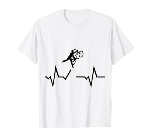 BMX Rider Heartbeat ECG Pulso Heartbeat Ciclismo Biker Camiseta