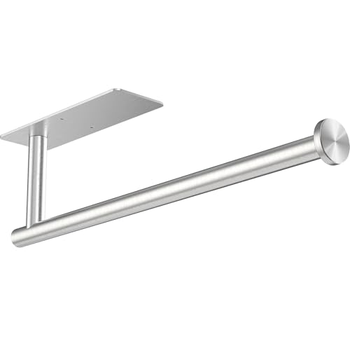 Image of Paper Towel Holder Under Cabinet, Self Adhesive Paper Towel Roll Holder Stick on Wall, Stainless Steel Towel Bars for Kitchen, Bathroom, RV