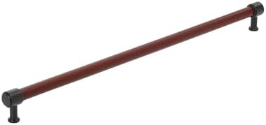 Signature Hardware 954067-24 Lazzara 24 Inch Center to Center Brown Leather Appliance Pull - Matte Black