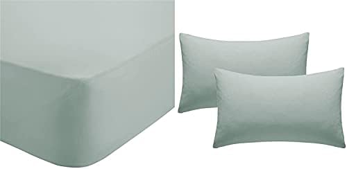 Marilyn Bed & Bath Extra Deep (40cm) Non Iron Percale Plain Pollycotton Fitted sheet (White, Pillow Case)