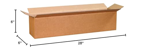 Image of BOX USA Shipping Boxes 28 inchL x 6 inchW x 6 inchH 20-Pack Long Corrugated Boxes for Moving, Shipping, Mailing, Packing, Packaging and Storage