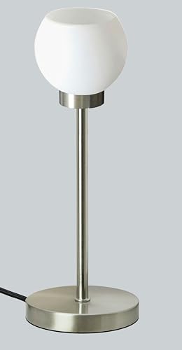 Trango LED Schreibtischlampe 2018-06 in Nickel matt mit satinierte Glasschirm *EARTH* Tischleuchte, Nachttischlampe, Fensterbankleuchte incl. 1x 4.5 Watt LED Modul Leuchtmittel 3000K warmweiß