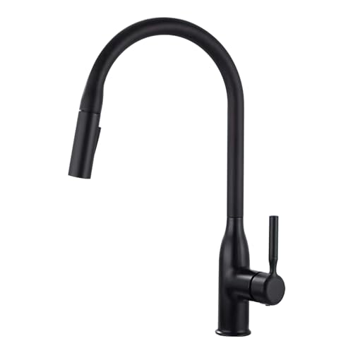 Wasserhahn Küche Waschtischarmatur Bad Mischbatterie Badarmatur Zwei Sprühfunktionen Küchenarmatur 360°Schwenkbar mit Brause Ausziehbar für Bad Küchen (Schwarz)