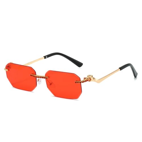 Lunettes de soleil carrées raffinées sans monture avec détails métalliques soignés