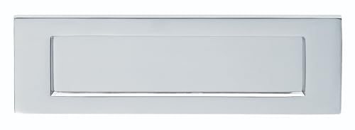 Kooples Hardware Plain Letter Plate Front Door Mail Slot Clean Design External Post Flap Metal Finish for Home Entrance (Polished Chrome, 306mm x 104mm)