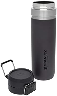 Stanley Quick Flip Stainless Steel Water Bottle .71L / 24OZ Charcoal  Leakproof Insulated Water Bottle - Push Button Locking Lid - BPA-Free Thermos Flask - Cup Holder Compatible - Dishwasher Safe