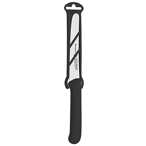 Cuchillo dentado de 10,2 cm con estuche a juego, negro, 1