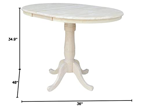 International Concepts 36-Inch Round Extension Counter Height Table With 12-Inch Leaf #TOP6