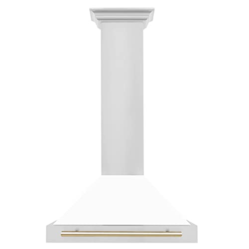 ZLINE 30 in. Autograph Edition Convertible Stainless Steel Range Hood with White Matte Shell...