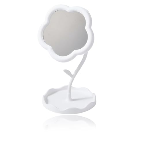 Espejo para maquillaje con base flor blanca 19.5x10.5 cm miniatura 6