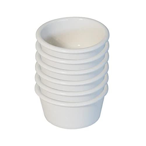 Traditional Handmade Ceramic Souffle/Creme Brulee Ramekin Dishes - Set of 6 185ml Plain Off White Colour - Image 3