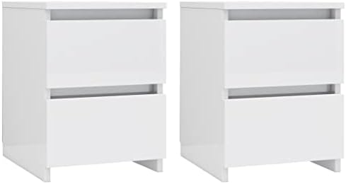 vidaXL 2x Bedside Cabinet Telephone Stand Nightstand Bed Cabinet Bed Drawer Cabinet Couch Table Furniture High Gloss White Engineered Wood