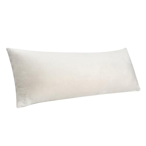 Image of BEDELITE Body Pillow Cover with Zipper, Off White, 20x54 Inch, 1 Pack | Body Pillow Pillowcase, Super Soft and Cozy Fuzzy Fleece, Luxury Plush Long Pillowcase, Versatile Comfort for All Seasons