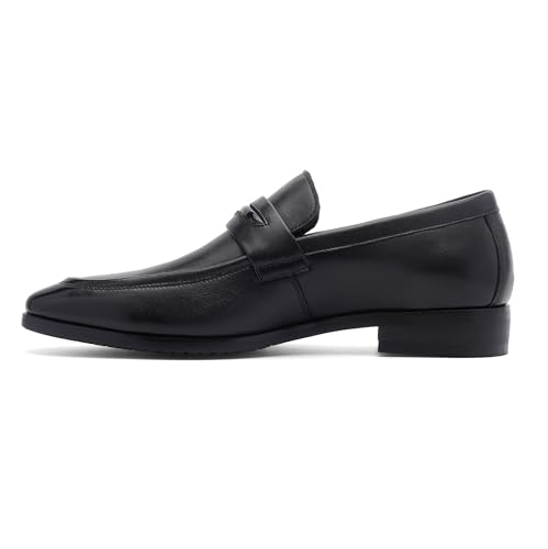 Men’s Leather Penny Loafers Classic Slip On Dress Shoes with Block Heel, Breathable Lining & Durable Rubber Sole3