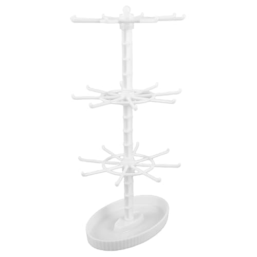 Toyvian Portagioielli Girevole Bianco a 3 Livelli Supporto per Collane e Portachiavi Organizer Compatto da Tavolo per Esposizione e Salvaspazio Espositore Multifunzione per Gioielli e