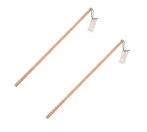 2 Pack 36-1/8' Fuel Tank Measuring Stick w/Leather Strap - Pine Wood Square Fuel Level Indicator Stick - Grade Rods