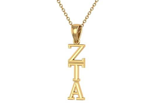 – Zeta Tau Alpha Sorority Gold Plated Sterling Silver Pendant with 18” Chain – Sterling Silver Necklace with Pendant for Gifting