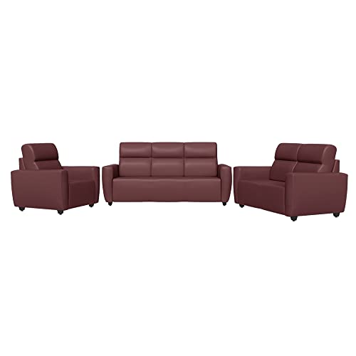 Image of Wakefit Sofa Set | 3 Year Warranty | Sofa 6 Seater, 6 Seater Sofa for Living Room, Wooden Sofa Set, Sofa Set 3+2+1 Seater - Belize(Romance : Sangria)