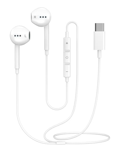 [Apple MFi Certified] USB C Headphones Wired, Upgraded Wired Earbuds Headphones USB C Noise Cancelling with Built-in Remote to Control Music, Phone Calls, Volume Compatible for iPhone 17 16 15 Pro Max