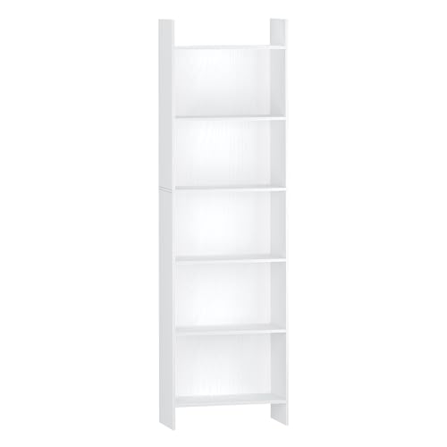 Hzuaneri Librería, Estantería de 6 Niveles, para Salón, Estudio, Oficin, Dormitorio, Estilo Escandinavo, 24 x 48 x 170 cm, Blanco 01103XBC