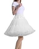 Women's Petticoat Tutu Skirts Elastic Waist Chiffon Princess Soft Ballet Dance Cosplay Skirt (White-Long)