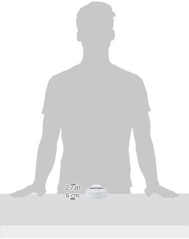 Diagram showing the dimensions of the Axis M3037-PVE camera, with a human silhouette for scale.