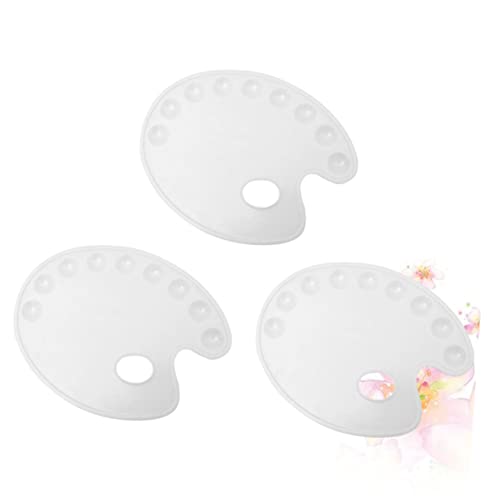 ERINGOGO 3pcs Mixing Board Plastic Tray Art Paint Plate 9-Hole Hand Grip for Acrylic/Watercolor/Oil Paints Portable for Artists Students