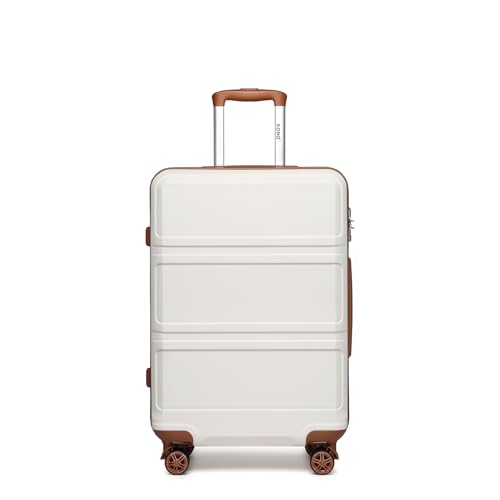 Kono K1871-1L 20 20'' Carry On Luggage Lightweight With Spinner Wheel Tsa Lock Hardside Luggage Airline Approved Carry On Suitcase Cream White thumb #2