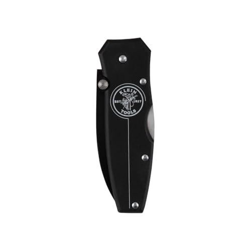 Klein Tools 44000-BLK Black Lightweight Lockback Knife with Black Aluminum Handle, 2-1/4-Inch Drop-Point Blade