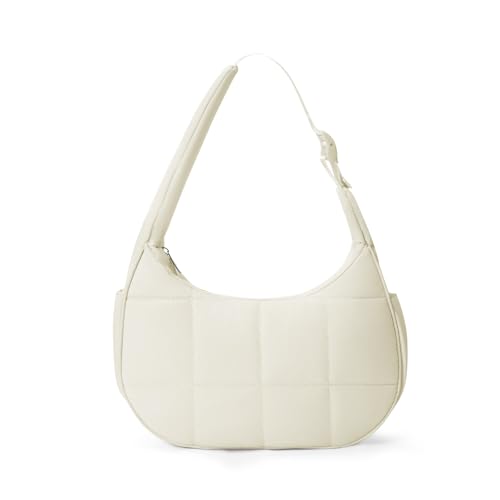 Image of Small Puffer Crescent Shoulder Bag for Women Lightweight Water-Resistant Nylon Purse with Adjustable Strap & Multiple Pockets