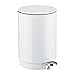 Relaxdays Papelera Baño 5 litros, Cubo Basura Tapa Amortiguada, Recipiente Extraíble, con Pedal, Cocina, Redonda, Blanca, plástico Metal, 26,5 x 17 x 19 cm