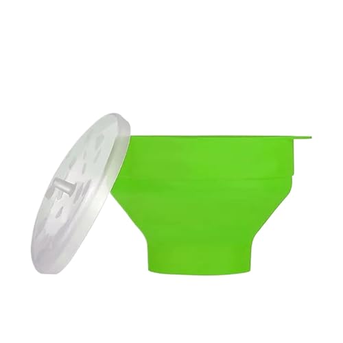 Palomitero de silicona for microondas, recipiente plegable, apto for, con tapa, for lavavajillas(L-Green)