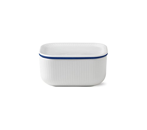 Royal Copenhagen White Fluted Mantequillera, porcelana, Color blanco acanalado