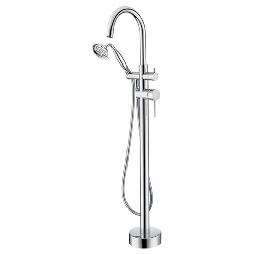 Robinetterie bain douche îlot chromée à col en boucle ergonomique